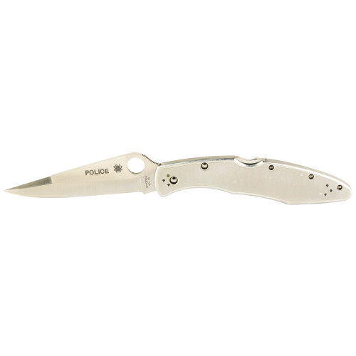 SPYDERCO INC (SKA) Spyderco C07P Police  4.13" Folding Spear Point Plain VG-10 SS Blade Stainless Includes Pocket Clip