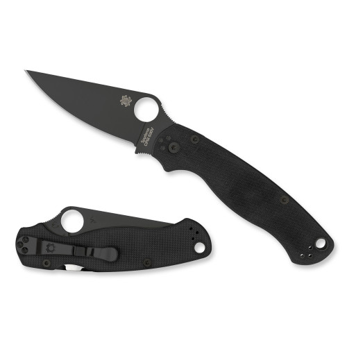 SPYDERCO INC (SKA) Spyderco C81GPBK2 Para Military 2  3.42" Folding Plain Black DLC CPM S45VN SS Blade/Black Textured G10 Handle Includes Pocket Clip