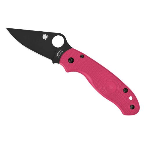 SPYDERCO INC (SKA) Spyderco C223PPNBK Para 3 Lightweight Breast Cancer EDC 2.93" Folding Plain Black DLC BD1N SS Blade, Pink Textured FRN Handle