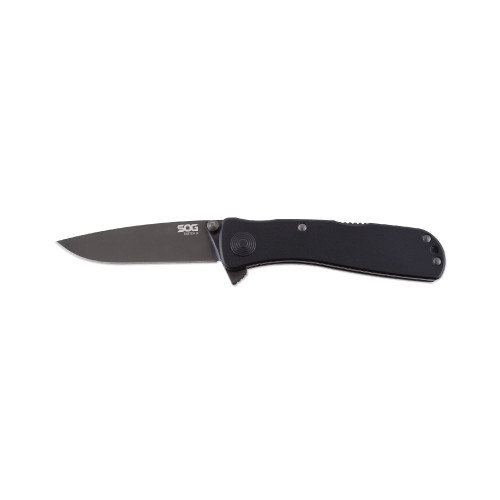 SOG KNIVES (GSM OUTDOORS) S.O.G SOGTWI12CP Twitch II 2.65" Folding Plain Black Hardcased TiCN AUS-8A SS Blade Black Anodized Aluminum Handle Includes Pocket Clip