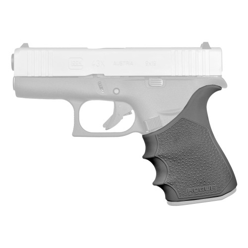HOGUE COMBAT GRIPS INC Hogue 18210 HandAll Beavertail Grip Sleeve made of Polymer with Black Finish, Cobblestone Texture & Finger Grooves for Glock 43X, 48