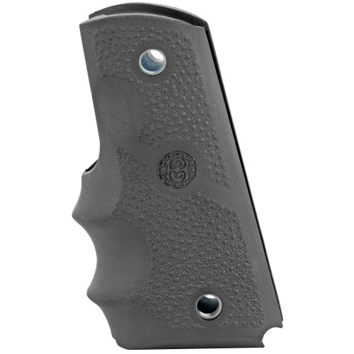 HOGUE COMBAT GRIPS INC Hogue 43000 Rubber Grip  Cobblestone Black with Finger Grooves for 1911 Officer