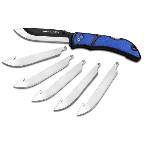 OUTDOOR EDGE (REVO BRAND) Outdoor Edge RLU40C RazorLite  3.50" Folding Drop Point Tanto Plain 420J2 SS Blade Black/Blue Polymer Handle