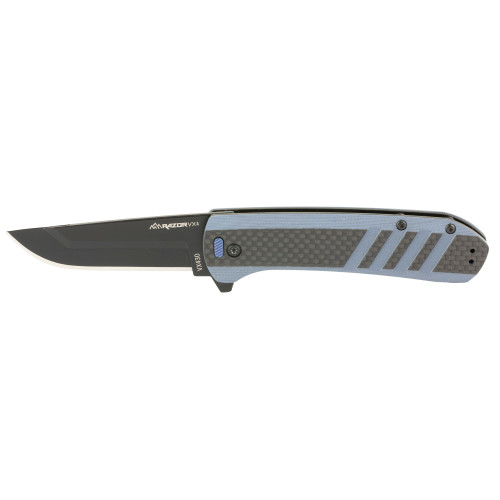 OUTDOOR EDGE (REVO BRAND) Outdoor Edge VX430CC Razor VX4  3" Folding Plain Carbon Fiber/Blue