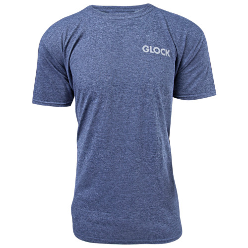GLOCK INC Glock AA75159 Pistol Flag  Heather Navy Cotton/Polyester Short Sleeve 2XL Semi-Fitted