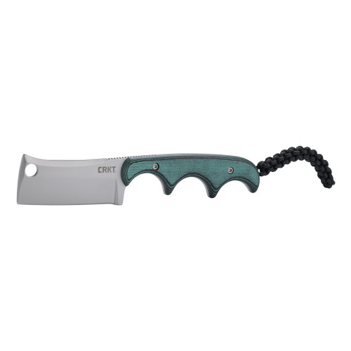 COLUMBIA RIVER KNIFE&TOOL CRKT 2383 Minimalist  2.13" Fixed Cleaver Plain Bead Blasted 5Cr15MoV SS Blade/ Green Contoured Resin Infused Fiber Handle Includes Lanyard/Sheath