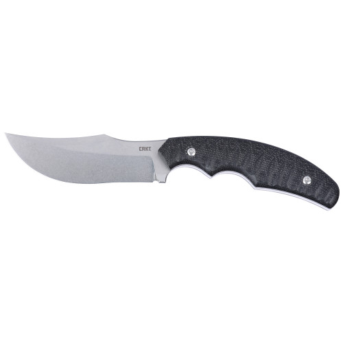 COLUMBIA RIVER KNIFE&TOOL CRKT 3610 Burrower 3.66" Fixed Clip Point Plain Stonewashed D2 Steel Blade, Black Textured Micarta Handle