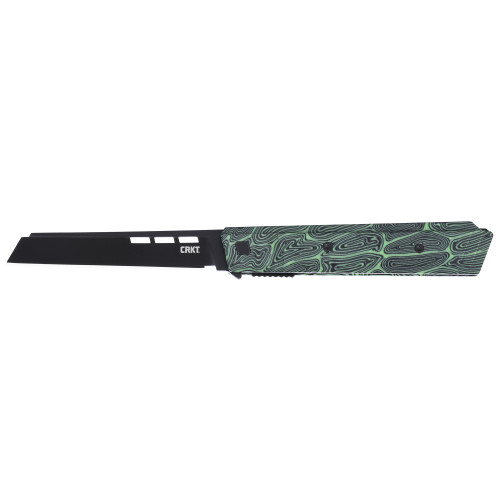 COLUMBIA RIVER KNIFE&TOOL CRKT 3850G Zephyr EDC 3.22" Folding Sheepsfoot Plain Black TiNi 14C28N Steel Blade, Marbled Black/Green G10 Handle