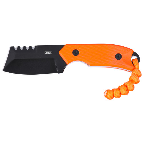 COLUMBIA RIVER KNIFE&TOOL CRKT 4036ER Razel Compact EDC 2.32" Fixed Chisel Part Serrated Black Oxide D2 Steel Blade, Orange G10 Handle