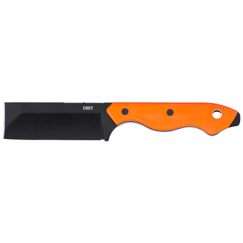 COLUMBIA RIVER KNIFE&TOOL CRKT 4037ER Razel EDC 2.97" Fixed Chisel Plain Black Oxide D2 Steel Blade, Orange G10 Handle