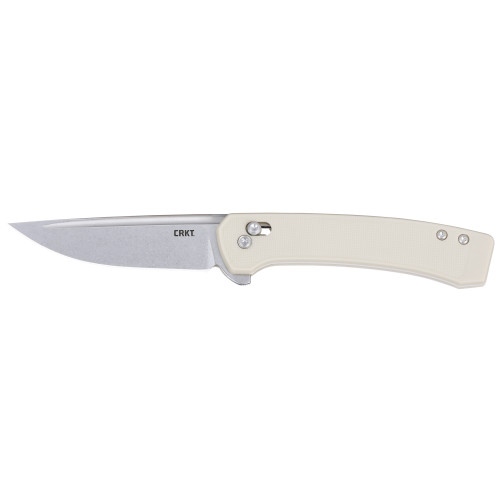 COLUMBIA RIVER KNIFE&TOOL CRKT 7075S Q Compact 3.05" Folding Drop Point Plain Stonewashed 14C28N Steel Blade, White Textured GRN Handle