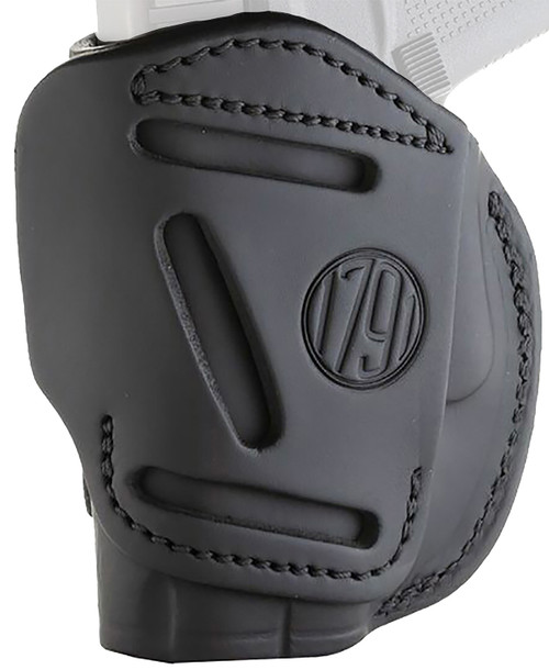 1791 Gunleather 4WH2SBLR 4-Way  IWB/OWB Size 02 Stealth Black Leather Belt Clip Compatible w/Ruger LCP/S&W Bodyguard/Glock 42/43/43X Right Hand
