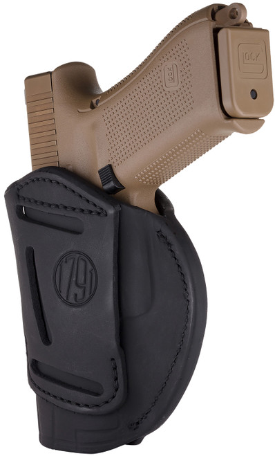 1791 Gunleather 4WH5SBLR 4-Way  IWB/OWB 05 Stealth Black Leather Belt Clip Fits S&W M&P/Springfield XD/Glock 17/HK VP9