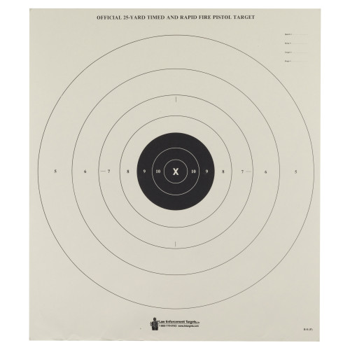 ACTION TARGET INC Action Target B8100 Competition NRA Time & Rapid Fire Bullseye Heavy Paper Hanging 25 yds Handgun 21" x 24" Black/White 100 Per Box