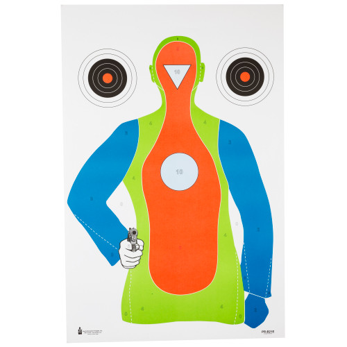 ACTION TARGET INC Action Target PRB21E100 Qualification High Visibility Fluorescent Silhouette Paper Hanging 23" x 35" Multi-Color 100 Per Box
