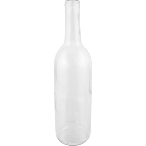 750 mL Clear Bordeaux Wine Bottles, Flat Bottom - Case of 12