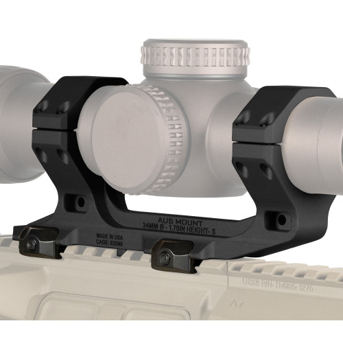Reptilia LLC 100240 AUS Optic Mount Black 7075-T6 Aluminum 34mm Tube Mil-Spec 1913 Picatinny Rail Mount