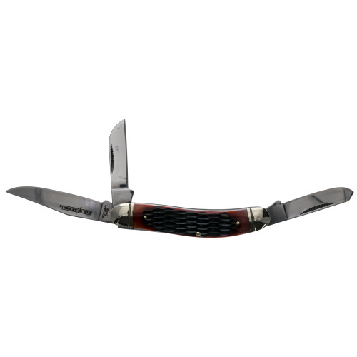 COLD STEEL (GSM) Cold Steel CSFLGSTKMJ Gentleman's Stockman 2"/2.10"/2.50" Folding Clip/Sheepsfoot/Spey Plain 8Cr13MoV SS Blade/Brown Jigged w/Polished Bolsters Bone Handle