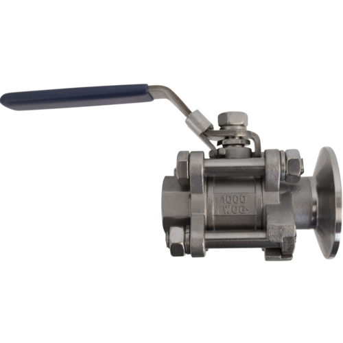 3 Piece Stainless Ball Valve - 1.5 in. T.C. x 1/2 in. NPT 3 Piece Stainless Ball Valve - 1.5 in. T.C. x 1/2 in. NPT