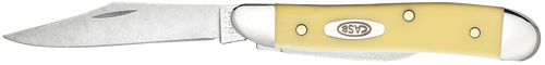 WR CASE & SONS CUTLERY CO Case 00030 Peanut  2.10"/1.53" Folding Clip/Pen Plain Tumble Polish Chrome Vanadium Blade/Smooth Yellow Synthetic Handle