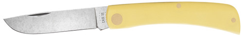 WR CASE & SONS CUTLERY CO Case 00032 Sod Buster Jr.  2.80" Folding Skinner Plain Tumble Polish Chrome Vanadium Steel Blade/Yellow Synthetic Handle