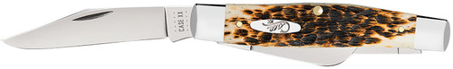 WR CASE & SONS CUTLERY CO Case 00204 Stockman  Large 3.30"/2.30"/2.20" Folding Clip Point/Pen/Sheepsfoot Plain Mirror Polished Carbon Steel Blade, Peach Seed Jigged Amber Bone Handle