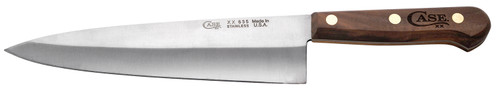WR CASE & SONS CUTLERY CO Case 07316 Chef's  8" Fixed Plain Mirror Polished Tru-Sharp SS Blade, Walnut Handle