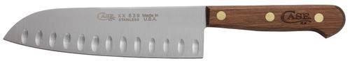 WR CASE & SONS CUTLERY CO Case 07322 Santoku  7" Fixed Plain Mirror Polished Tru-Sharp SS Blade, Walnut Handle