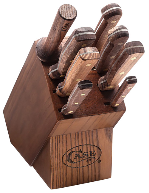 WR CASE & SONS CUTLERY CO Case 10249 Household Cutlery Set Plain/Serrated Satin Tru-Sharp SS Blade Walnut Handle 9 Piece