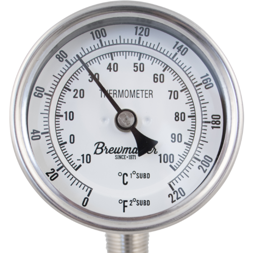 1/2" MPT Adjustable Angle Dial Thermometer For Kettles - 3 in. Face