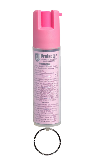 SECURITY EQUIP CO Sabre SRPNBCPKR02 Dog Spray  Capsaicin Range 12 ft 0.75 oz Pink Includes Key Ring