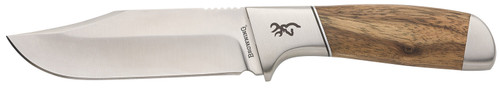 Browning 3220537 Sage Creek  Large 4.50" Fixed Clip Point Plain Satin 9Cr14MoV SS Blade, Brown Zebra Wood Handle