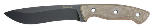 Browning 3220517B Desolation  Large 6" Fixed Drop Point Plain Black Powder Coated 440C SS Blade, Tan Micarta Laminate Handle