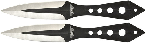 CAMP CO Uzi Accessories UZKTRWTZP Throwing Knives  Two Fixed Plain Black/Silver Stainless Steel Blade, Black Stainless Steel Handle, Includes Nylon Holster