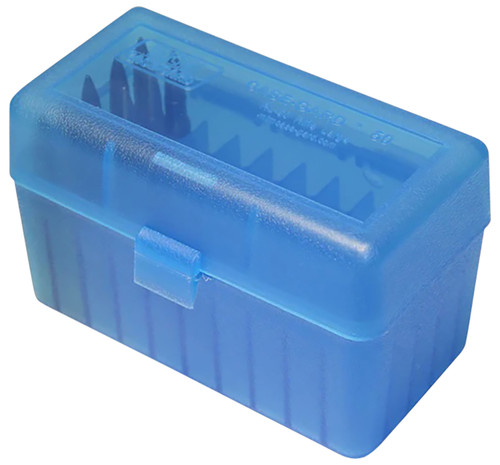 MTM MOLDED PRODUCTS CO MTM Case-Gard RSS5024 Ammo Box Flip-Top 6mm PPC/7mm Clear Blue Polypropylene 50rd