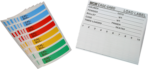 MTM MOLDED PRODUCTS CO MTM Case-Gard LL1 Universal Reloading Labels  Multi-Caliber Adhesive Paper 50 Load Labels & 48 Small Color Coded Labels