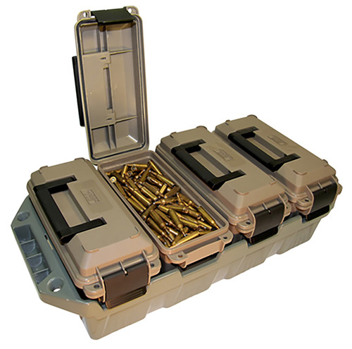 MTM MOLDED PRODUCTS CO MTM Case-Gard AC4C 4-Can Ammo Crate  30Cal Dark Earth/Army Green Polypropylene