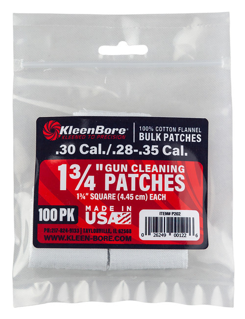 KLEENBORE INC KleenBore P202 Super Shooter  .30/ .28 - .35 Cal 1.75" 100% Cotton Flannel 75 Per Pack