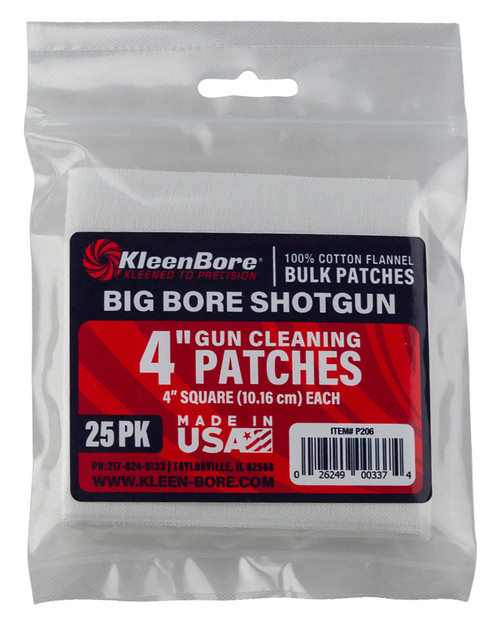 KLEENBORE INC KleenBore P206 Super Shooter  Big Bore Shotgun/ 37/40mm Launcher  4" 100% Cotton Flannel 25 Per Pack