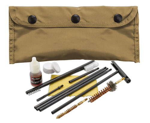KLEENBORE INC KleenBore POU302T Modular Cleaning Kit Coyote Tan Multi-Caliber Handgun/Rifle Bronze/Nylon Bristles Nylon Case