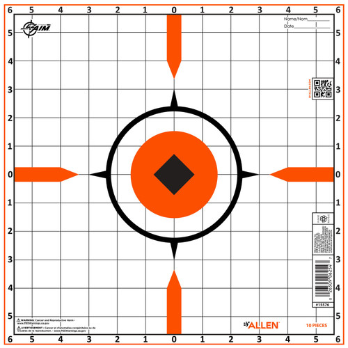 ALLEN COMPANY INC Allen 15576 Sight-In Grid Hanging Paper Universal 12"x12" Bright Orange 10 Pack