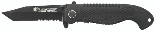 AOB/AMERICAN OUTDOOR BRND Smith & Wesson Knives CKTACBSCP Special Tactical  3.50" Folding Part Serrated Stainless Steel Blade 4.60" Black