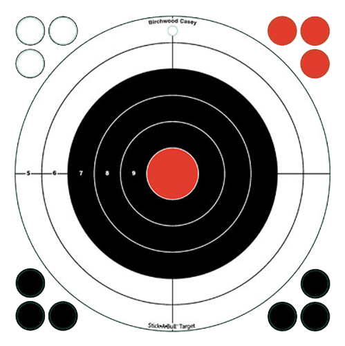 BIRCHWOOD CASEY (GSM) Birchwood Casey 33912 Stick-A-Bull  Self-Adhesive Paper Black/Red/White 12" Bullseye 5 Pack