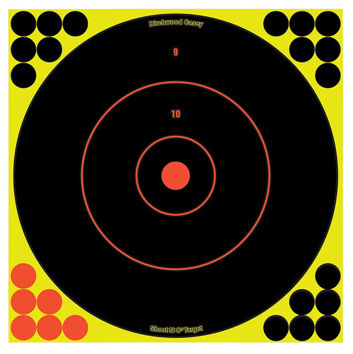 BIRCHWOOD CASEY (GSM) Birchwood Casey 34050 Shoot-N-C Reactive Target Self-Adhesive Paper Black/Yellow/Red 12" Bullseye 50 Pack