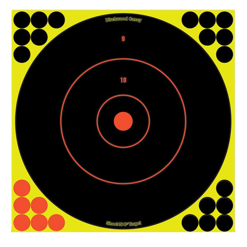 BIRCHWOOD CASEY (GSM) Birchwood Casey 34070 Shoot-N-C Reactive Target Self-Adhesive Paper Black/Yellow/Red 12" Bullseye 100 Pack