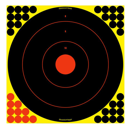 BIRCHWOOD CASEY (GSM) Birchwood Casey 34170 Shoot-N-C Reactive Target Self-Adhesive Paper Black/Yellow/Red 17.25" Bullseye 100 Pack