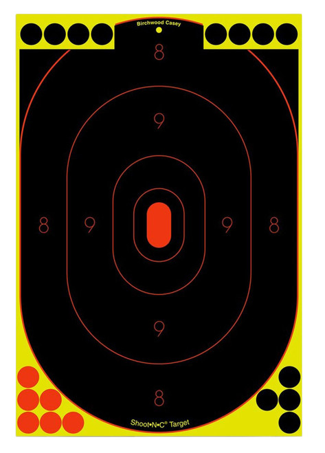 BIRCHWOOD CASEY (GSM) Birchwood Casey 34603 Shoot-N-C Reactive Target Self-Adhesive Paper Black/Yellow/Red 12"x18" Oval Silhouette 100 Pack