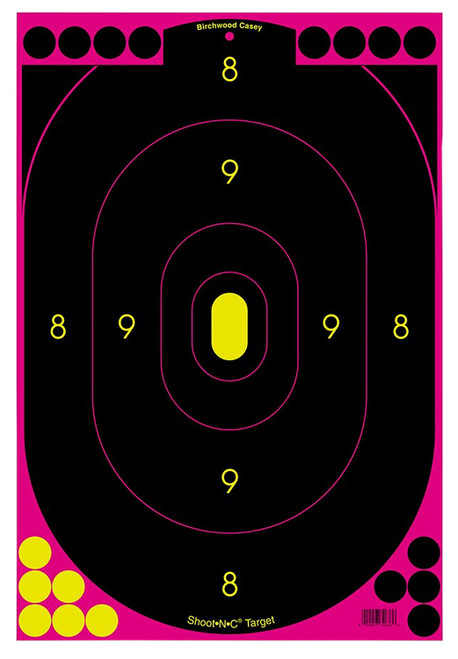 BIRCHWOOD CASEY (GSM) Birchwood Casey 34633 Shoot-N-C Reactive Target Self-Adhesive Paper Black/Pink 12"x18" Oval Silhouette 100 Pack