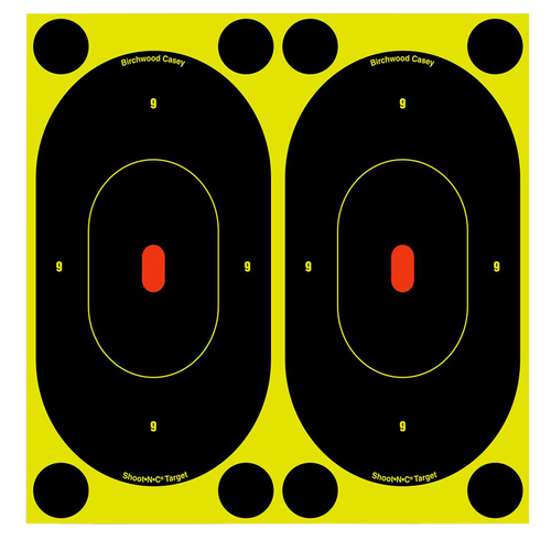 BIRCHWOOD CASEY (GSM) Birchwood Casey 34750 Shoot-N-C Reactive Target Self-Adhesive Paper Black/Yellow 7" Oval Silhouette 60 Pack
