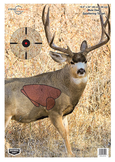 BIRCHWOOD CASEY (GSM) Birchwood Casey 35402 Pregame  Mule Deer Paper Target 16.50" x 24" 3 Per Pkg